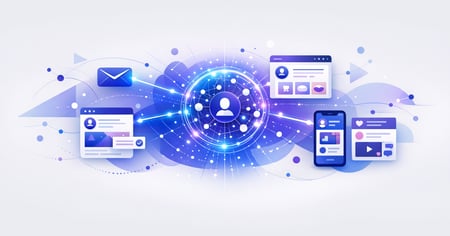AI personalization data flow from unified customer profile to multiple channels