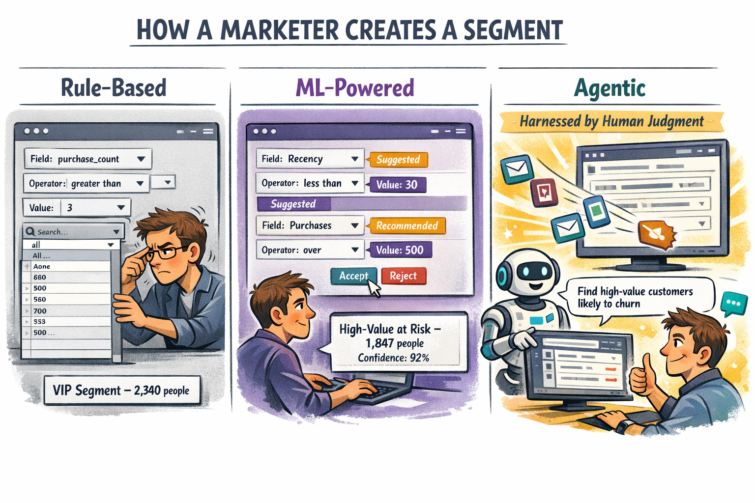 evolution of customer segmentation from rule-based to ml-powered to agentic ai