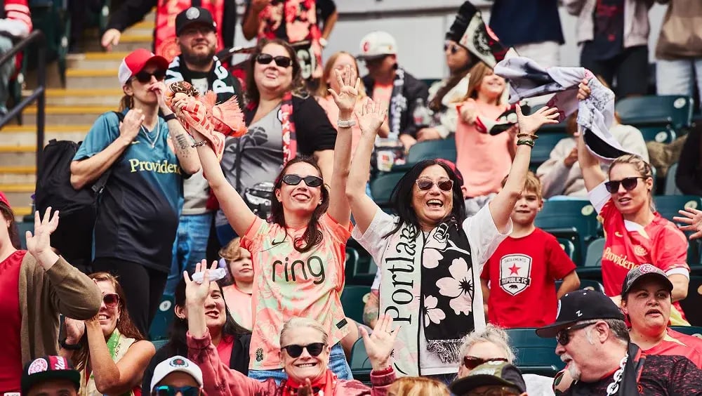 Portland Thorns FC fans cheering together